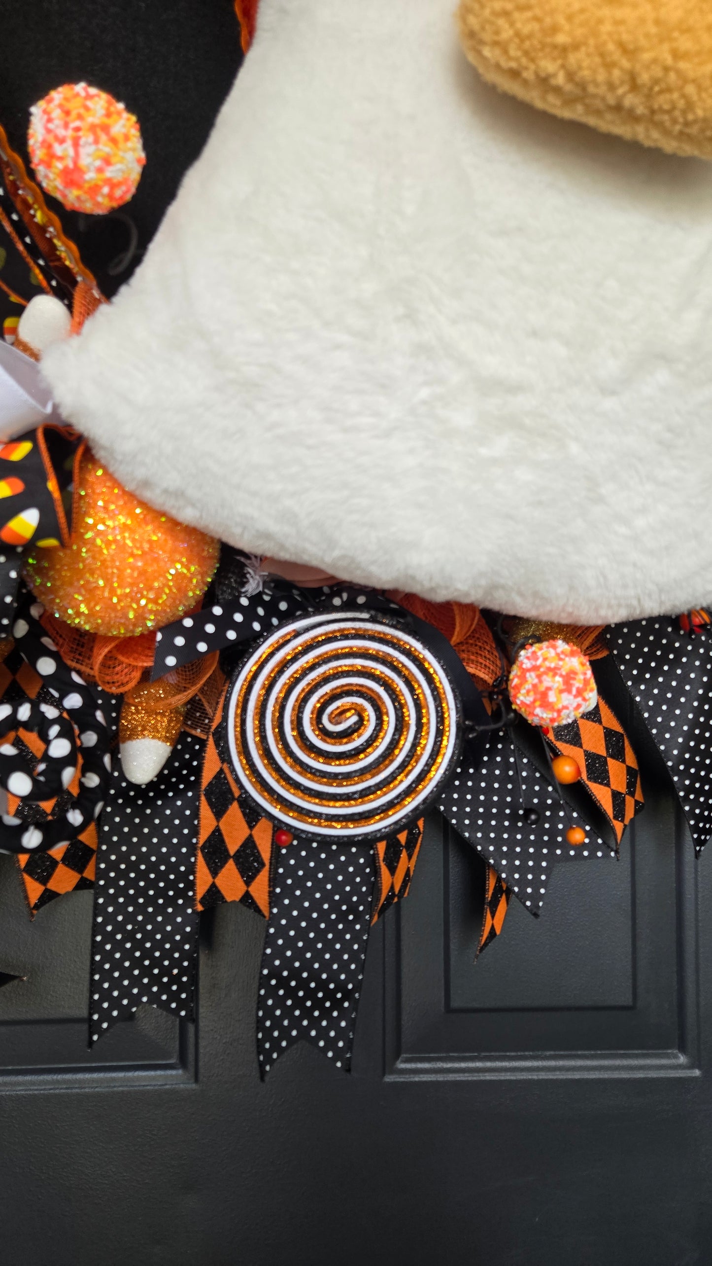 Halloween Ghost Wreath – XL Candy Corn Plush Ghost