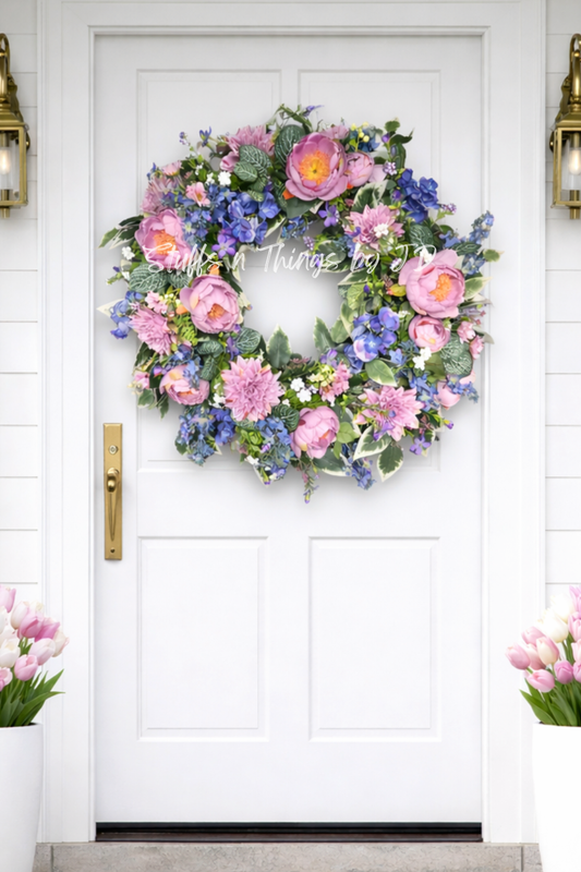 Stunning Lavender Peony and Dahlia Wreath