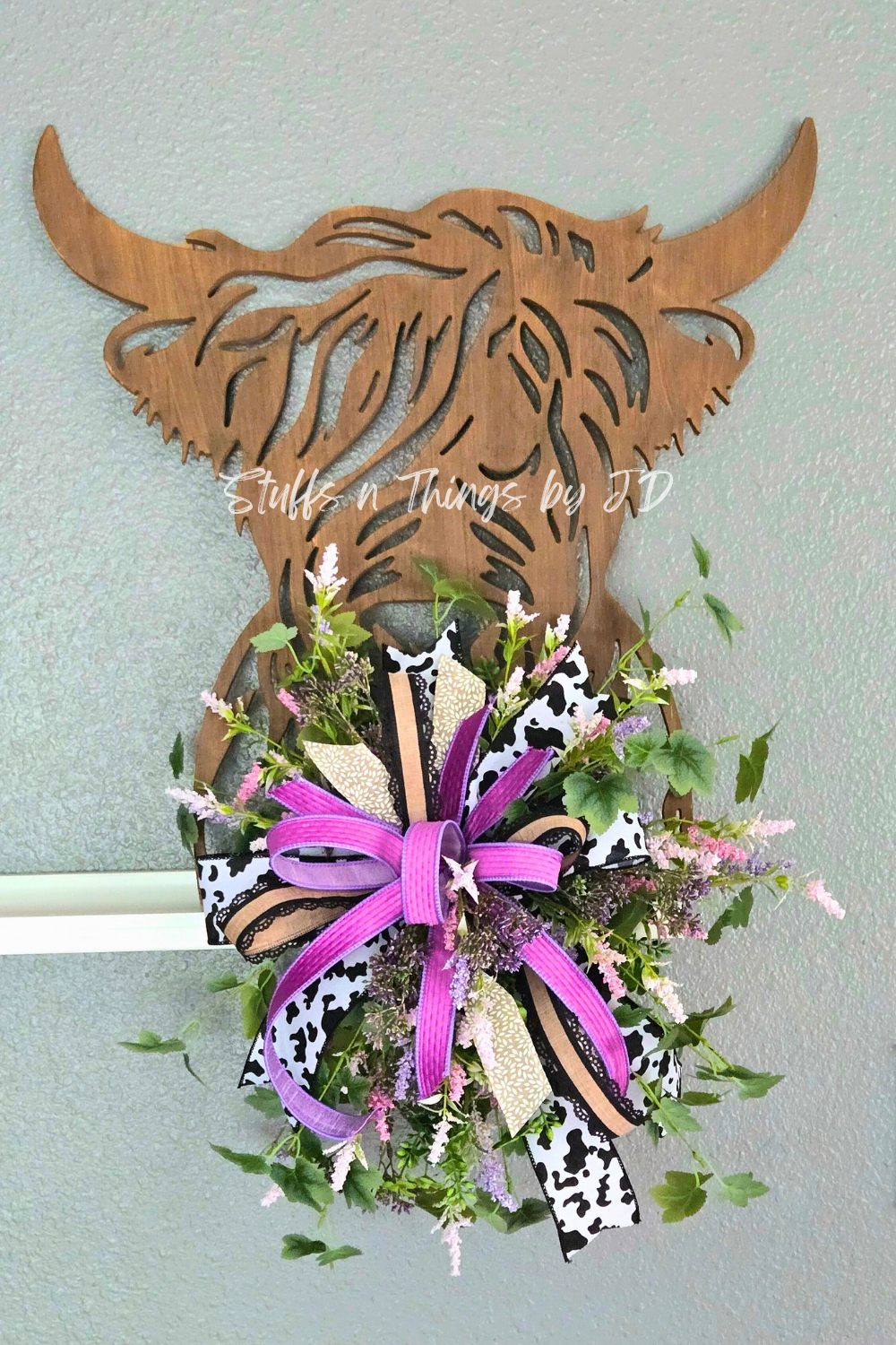 Highland Cow Wall Decor, Large Farmhouse Cow Door Hanger