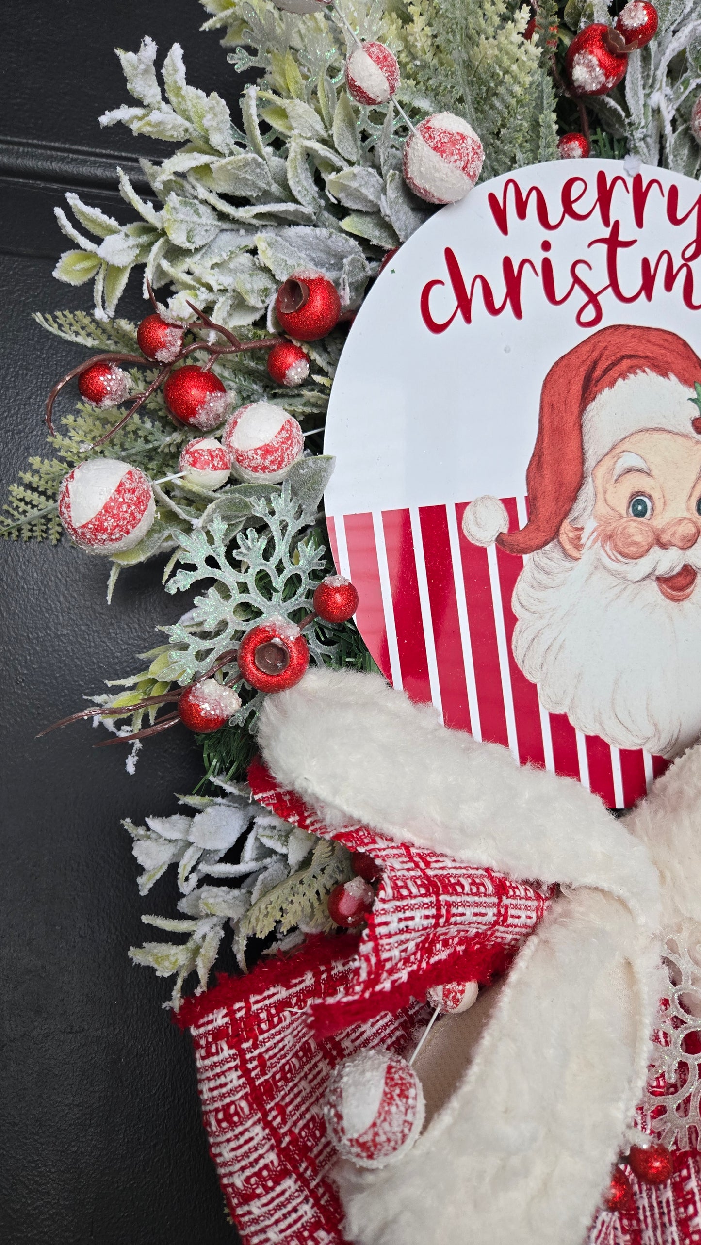 Santa Swag – Slim Pancake Style Christmas Door Wreath