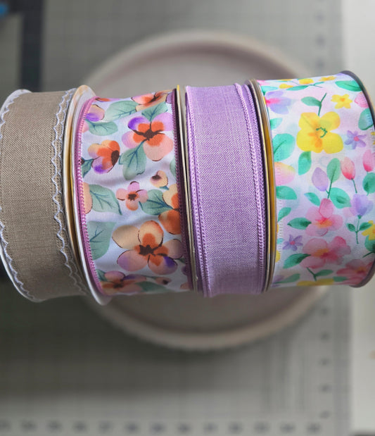 Spring Summer Wired Ribbon, Premium Ribbon Bundles, Wreath Ribbon Kits, Wired Ribbon Sets, Ribbon Supplies, Multiple Ribbon Varieties