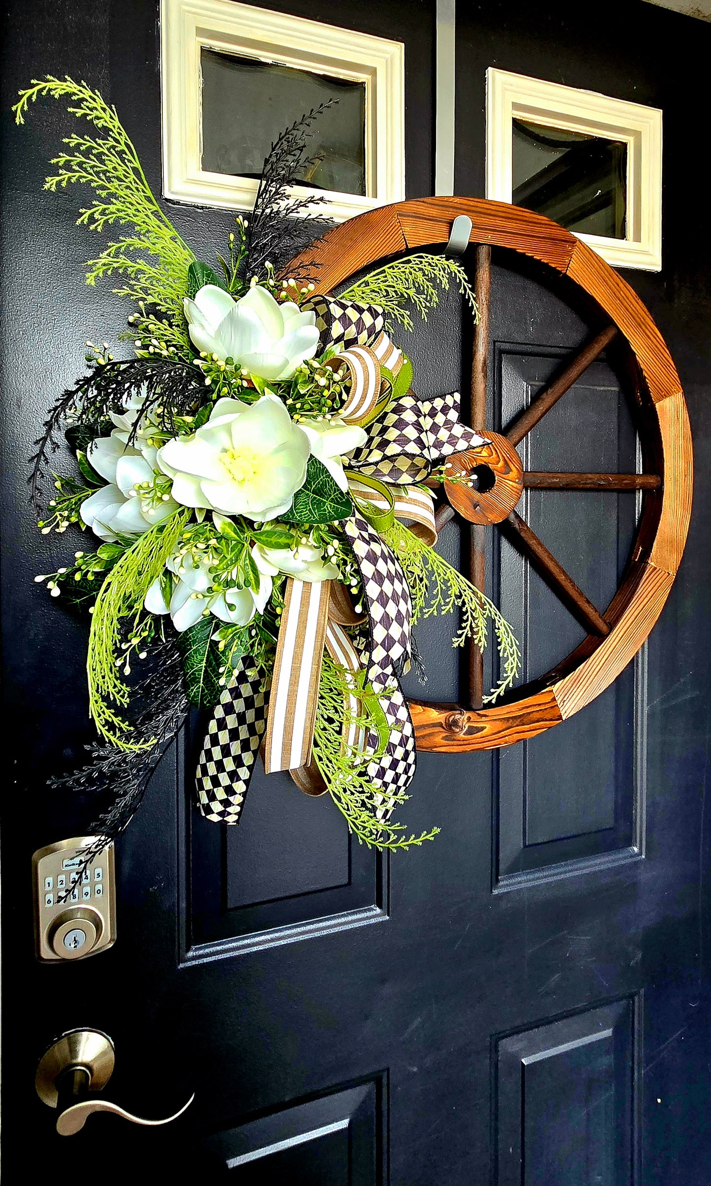 Magnolia Wagon Wheel Wreath - Farmhouse Decor - Stuffs n Things by JD