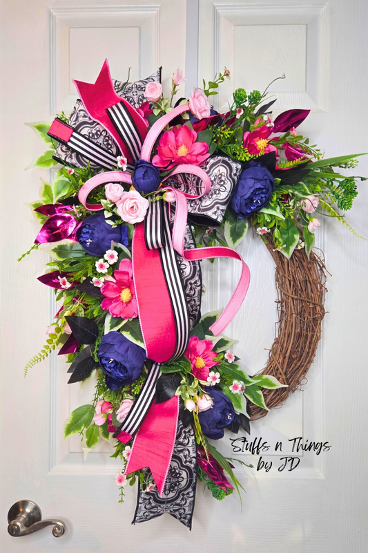 Everyday Peony and Magnolia Grapevine Wreath