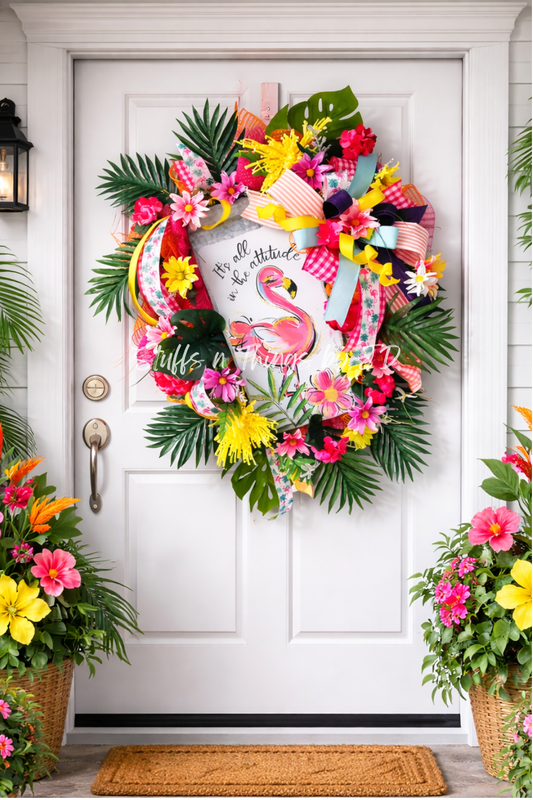 Summer Wreath - Flamingo Pool Attitude