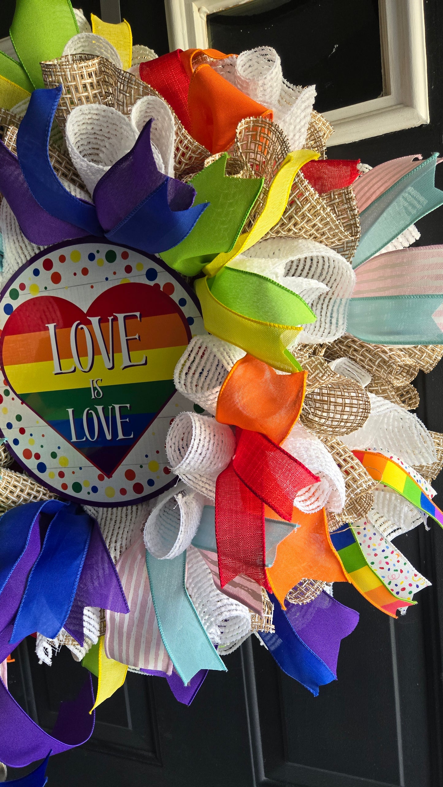 Pride Wreath - Rainbow LGBTQIA+ Love is Love Rainbow Door Wreath