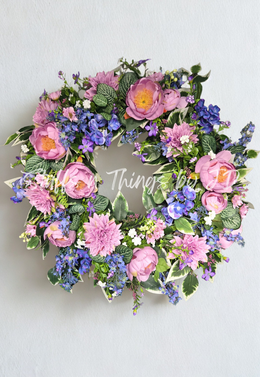 Stunning Lavender Peony and Dahlia Wreath