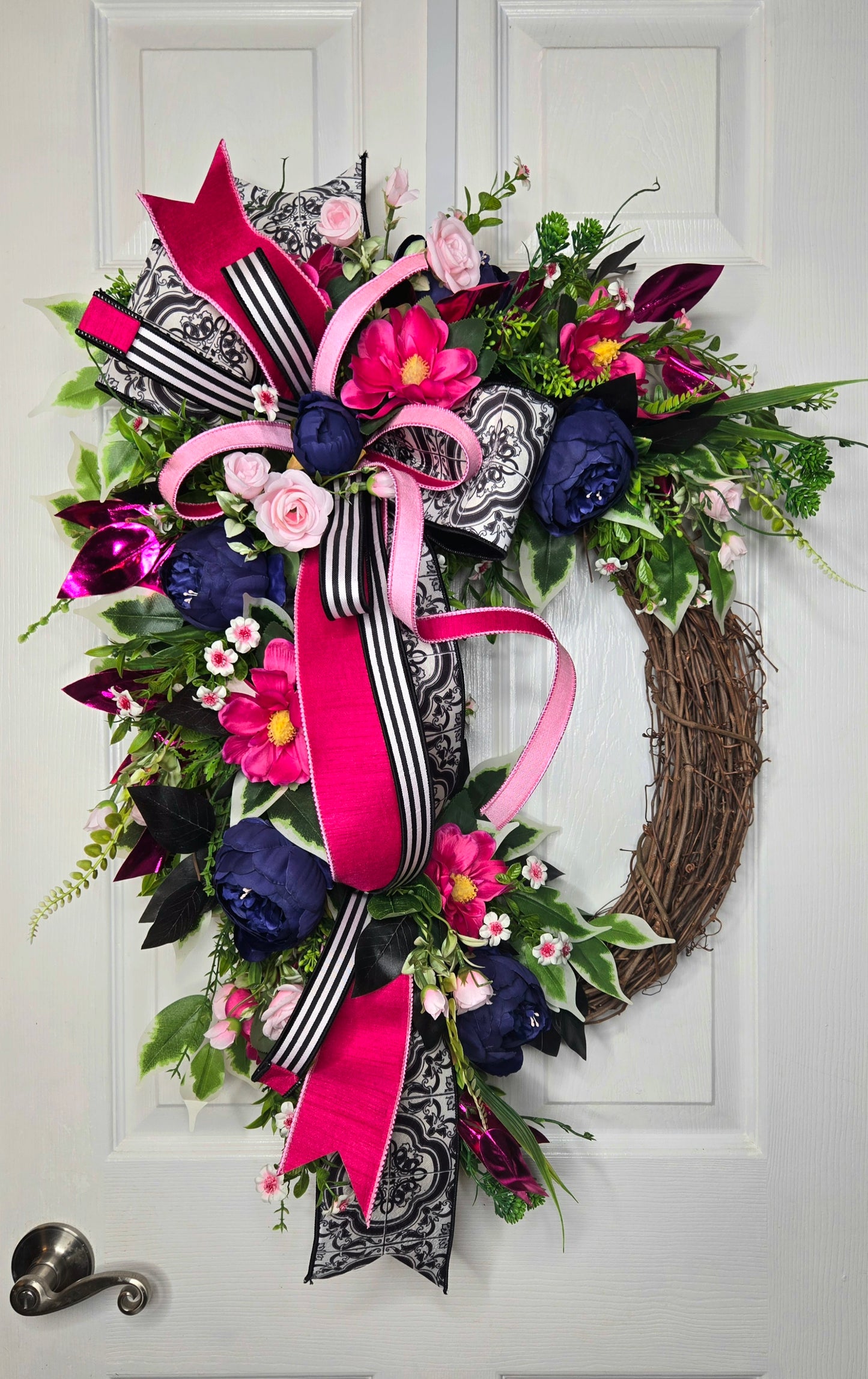 Everyday Peony and Magnolia Grapevine Wreath