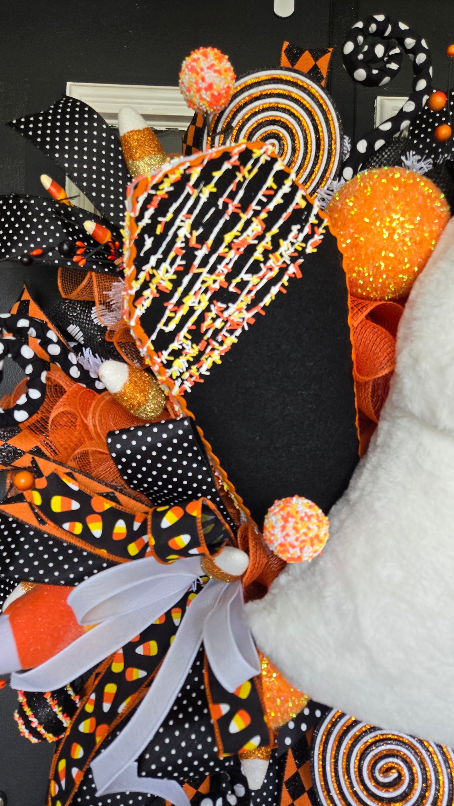 Halloween Ghost Wreath – XL Candy Corn Plush Ghost
