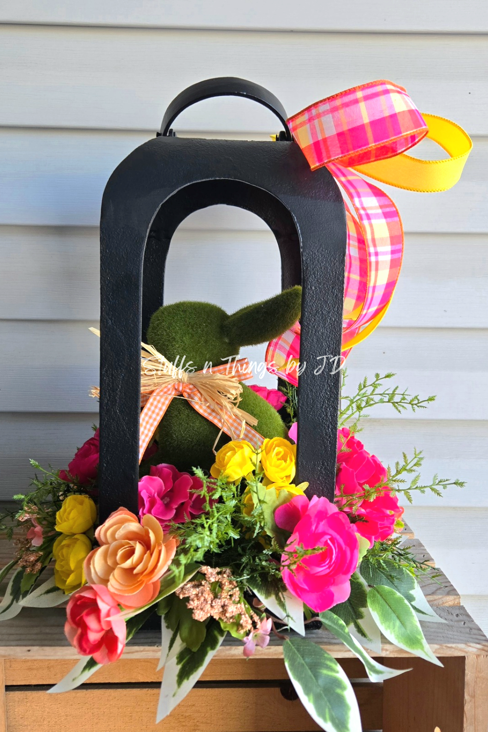 Spring Bunny Lantern Arrangement | Easter Table Decor | Bunny Home Decor