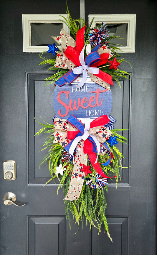 Patriotic Wreath - Home Sweet Home Door Hanger