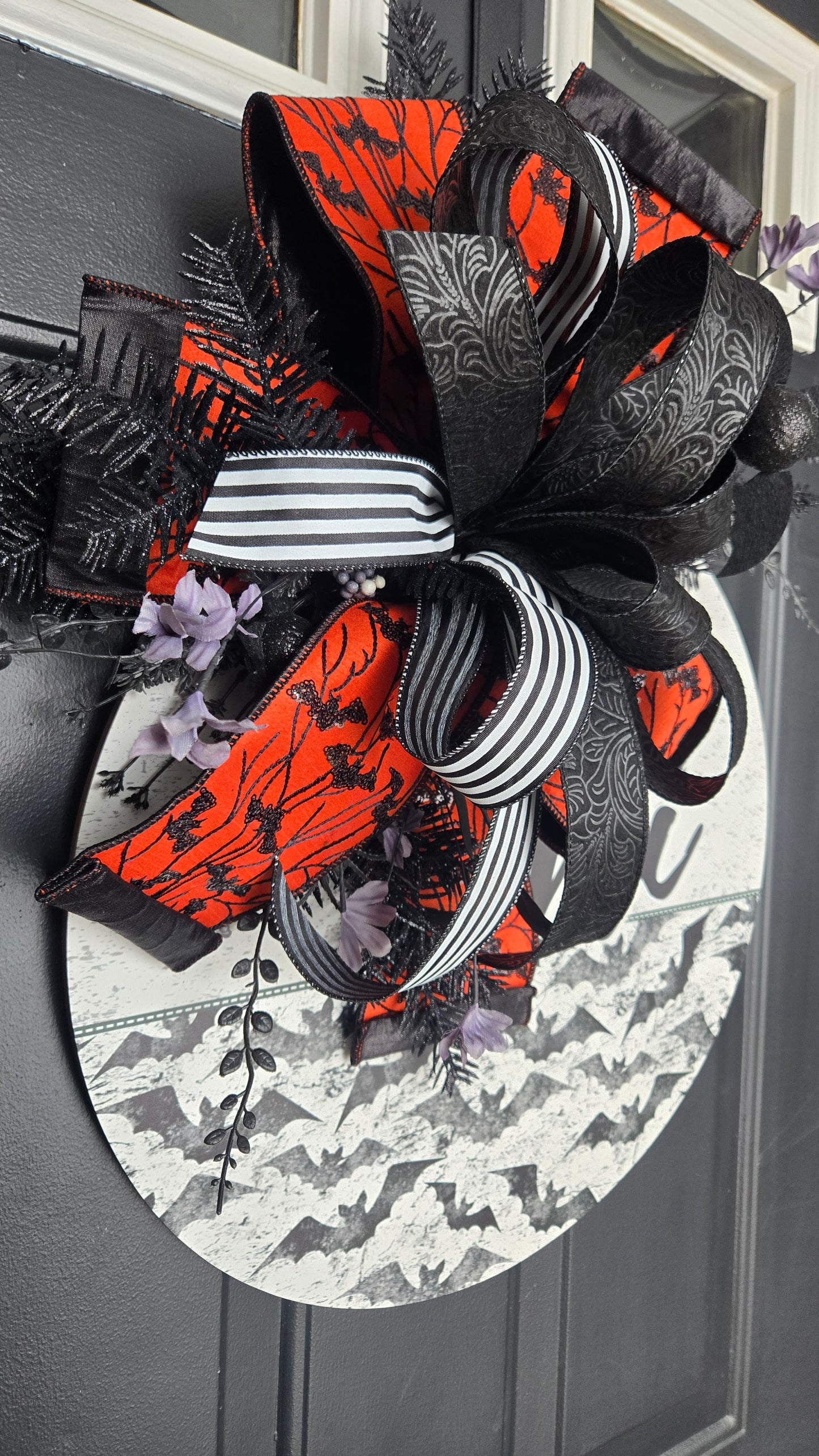 Halloween Bat Front Door Wood Sign