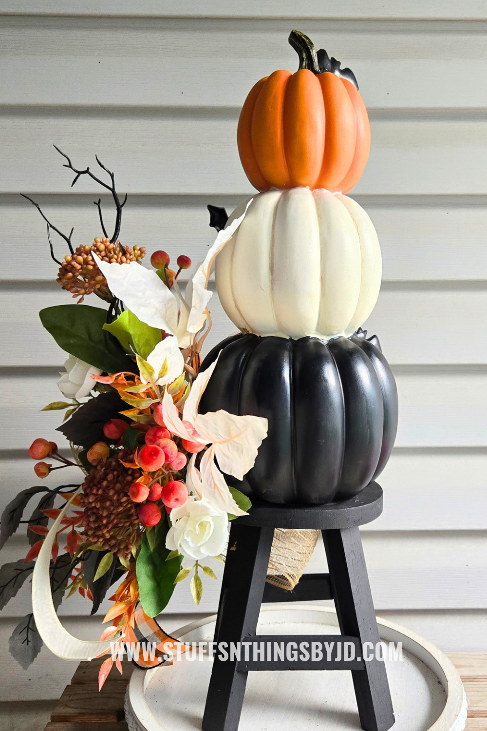 Stacked Jack O'Lantern Halloween and Fall Centerpiece or Table Decor