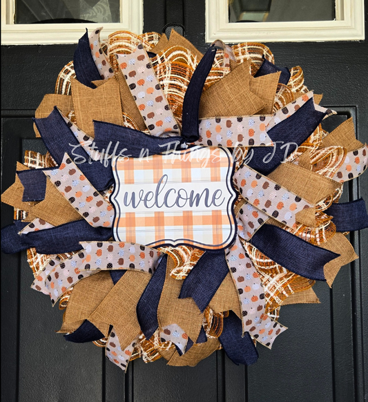 Fall Wreath - Plaid Welcome
