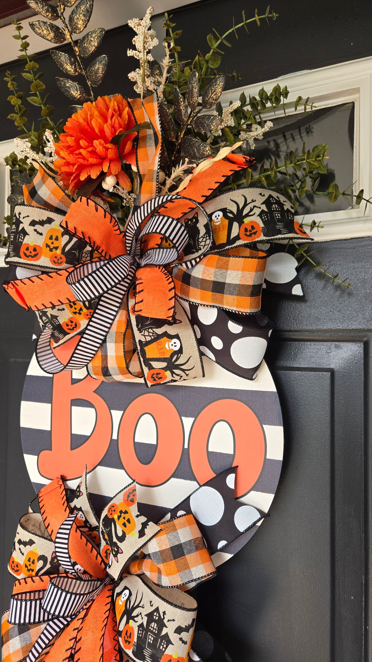 Fall Swag Door Hanger - Halloween Boo Wreath