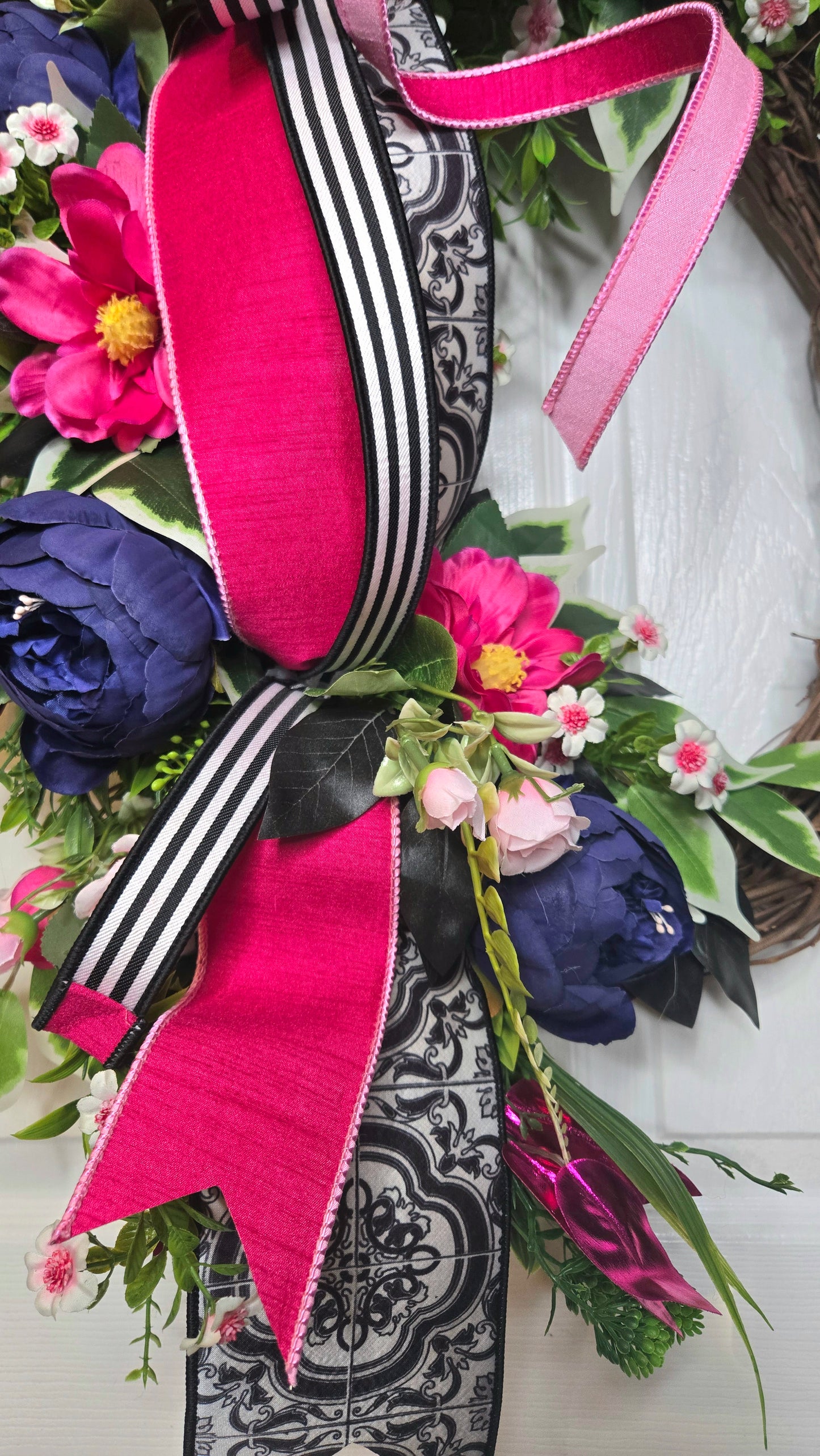 Everyday Peony and Magnolia Grapevine Wreath