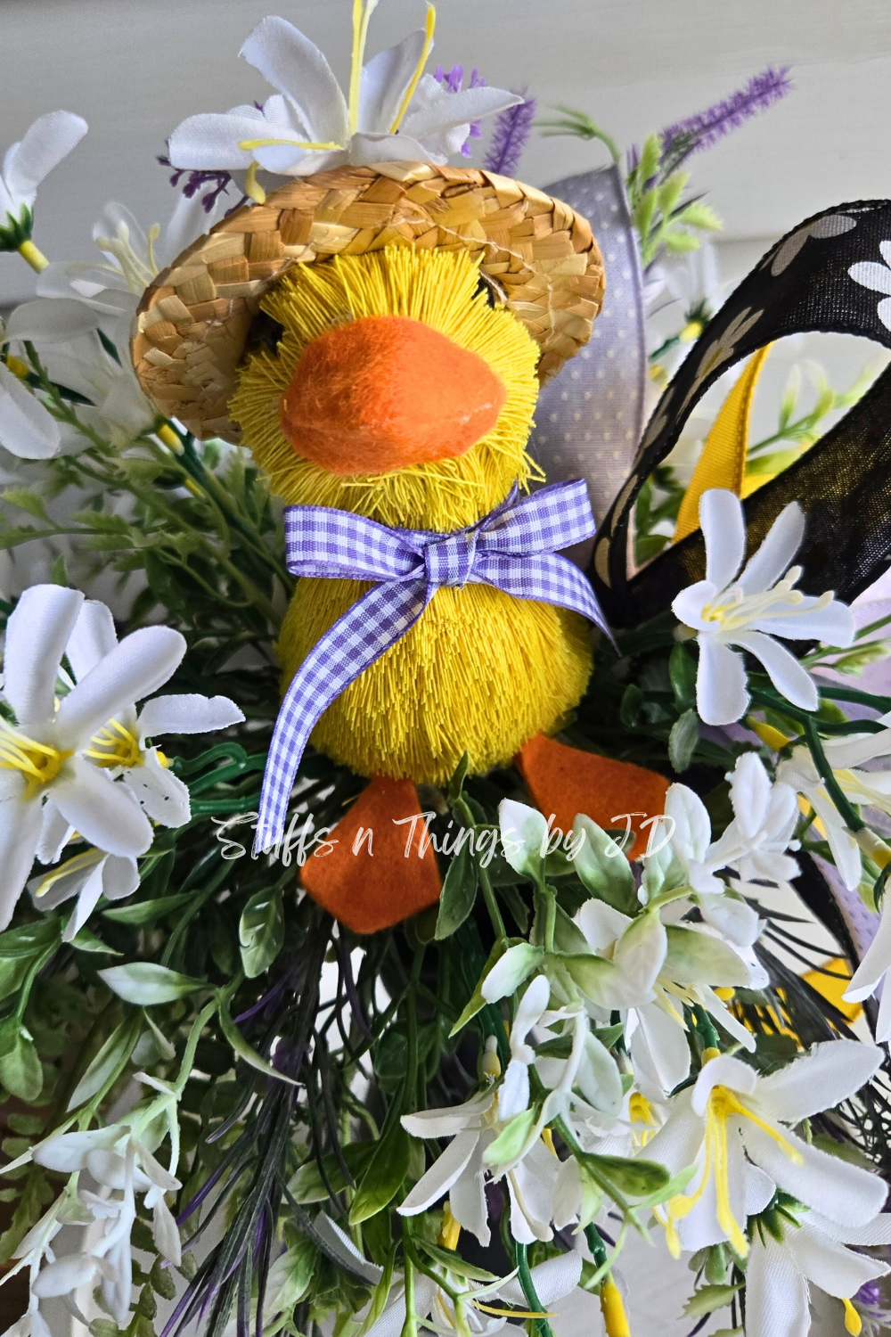 Easter Duck Candlestick Arrangement | Spring Floral Centerpiece with Duck Figurine, Farmhouse Easter Decor